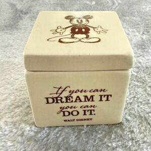 Hallmark Disney Mickey Mouse Trinket Box Dream It Do It Quote Jewelry Box